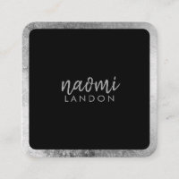 Elégant gris argent moderne carré minimaliste noir