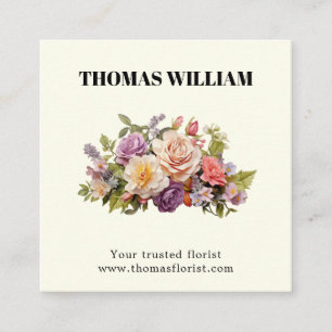 Carte De Visite Carré Élégant joli bouquet de fleurs floral bohème blush
