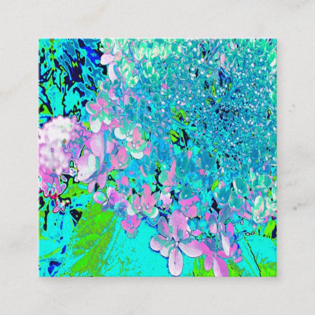 Carte De Visite Carré Élégant Limelight rose et bleu Hydrangea (Devant)