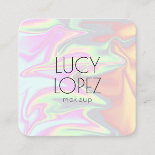 Carte De Visite Carré Élégant maquillage holographique élégant et modern