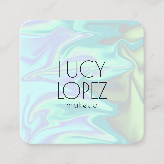 Carte De Visite Carré Élégant maquillage holographique élégant et modern (Devant)