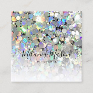 Carte De Visite Carré Elégant maquillage Holographique Parties scintilla