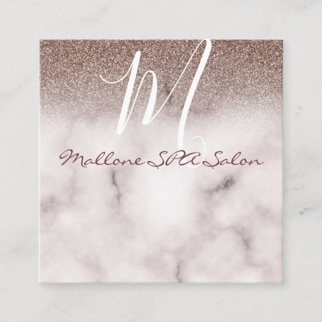 Carte De Visite Carré Élégant marbre chic Parties scintillant violet Mon (Devant)