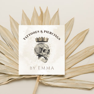 Carte De Visite Carré Élégant marbre crème Royal Crâne Tatouage Artiste