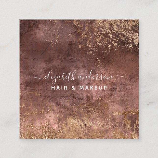 Carte De Visite Carré Elégant Marbre Or Moderne Chic Salon Affaires (Devant)