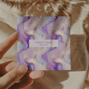 Carte De Visite Carré Élégant marbre violet et turquoise sur mesure