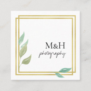 Carte De Visite Carré Elégant Mariage de film de charpente dorée