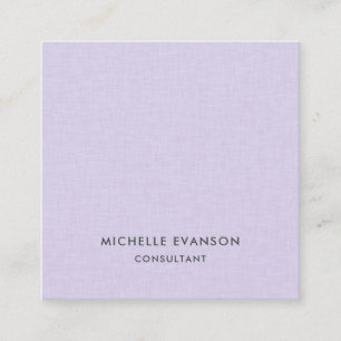 Carte De Visite Carré Élégant Minimal Lavande Violet Lin Professionnel