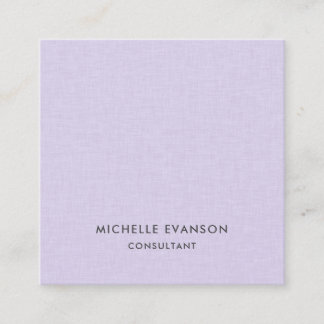 Carte De Visite Carré Élégant Minimal Lavande Violet Lin Professionnel