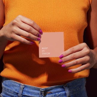 Carte De Visite Carré Elegant Minimalist Typography Simple Orange