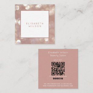 Carte De Visite Carré Elégant minimaliste féminin rose bokeh QR