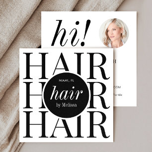 Carte De Visite Carré Elégant minimaliste moderne cheveux noirs Styliste