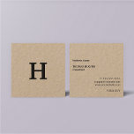 Carte De Visite Carré Élégant minimaliste professionnel Kraft noir monog<br><div class="desc">Modèle de carte de visite élégant et personnalisable avec un type de papier noir premium et un monogramme noir gras. Design moderne,  simple et élégant. Parfait pour les consultants,  avocats,  juristes ou professionnels du secteur financier.</div>