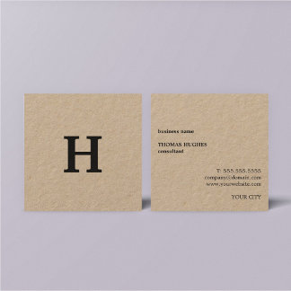 Carte De Visite Carré Élégant minimaliste professionnel Kraft noir monog