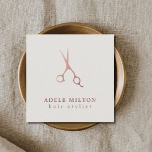 Carte De Visite Carré Elégant minimaliste Rose Gold Hair Styliste