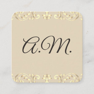 Carte De Visite Carré Élégant Monogram Gold Floral