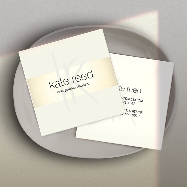 Carte De Visite Carré Élégant Monogramme moderne Carré de bande or (Créateur téléchargé)