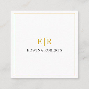 Carte De Visite Carré Élégant Monogramme Or Professionnel