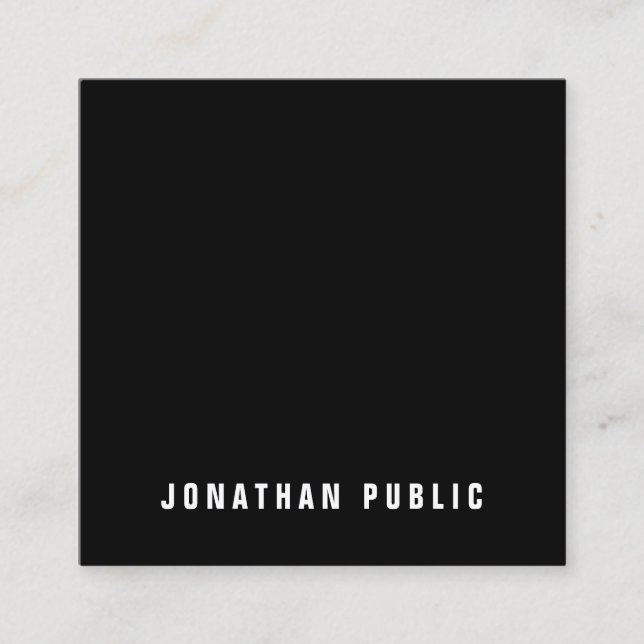 Carte De Visite Carré Elégant noir blanc simple plaine professionnel lux (Devant)