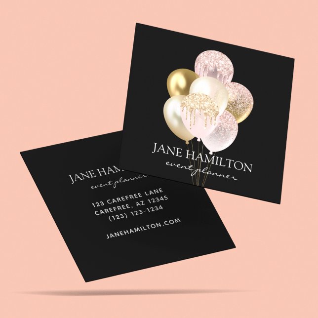 Carte De Visite Carré Élégant noir personnalisé Premium (Créateur téléchargé)