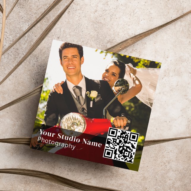 Carte De Visite Carré Elégant noir simple Photographie Coordonnées (Créateur téléchargé)