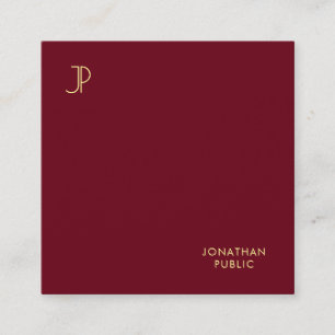 Carte De Visite Carré Elégant or couleur Monogram Luxe Premium Silk