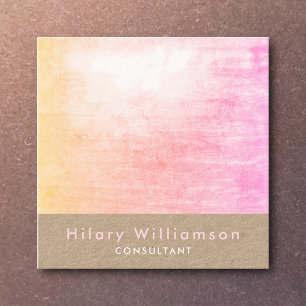 Carte De Visite Carré Élégant Pastel Chic Peach Pink Grunge Kraft