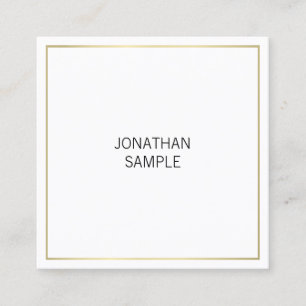 Carte De Visite Carré Élégant Professionnel Look Or Plain Minimaliste