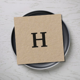 Carte De Visite Carré Élégant professionnel minimal Kraft Monogramme noi