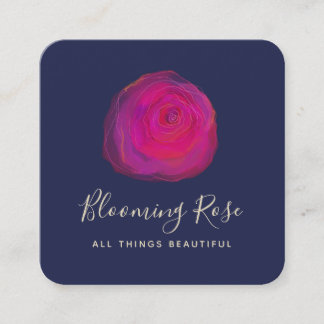 Carte De Visite Carré Elégant Rose d'aquarelle rose Carré floral
