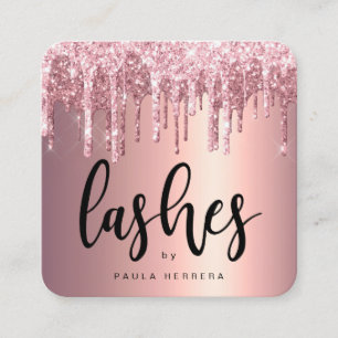 Carte De Visite Carré Élégant rose en cuivre parties scintillant en or g