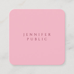 Carte De Visite Carré Élégant rose pâle moderne Modèle design simple