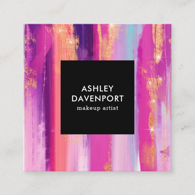 Carte De Visite Carré Élégant rose rose rose parties scintillant bracele (Devant)