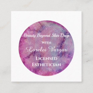 Carte De Visite Carré Elégant rose violet aquarelle Esthétique & QR