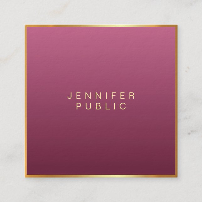 Carte De Visite Carré Elégant Rouge moderne Professionnel Mode Luxe (Devant)