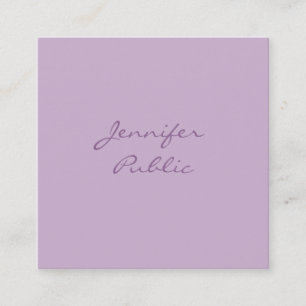 Carte De Visite Carré Élégant Script de calligraphie moderne violet