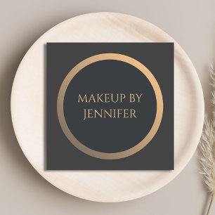 Carte De Visite Carré Élégant Simple Faux foncé Gold Cercle maquillage A
