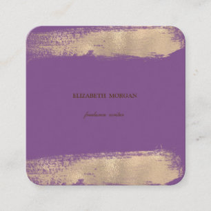 Carte De Visite Carré Élégant simple, minimaliste, Faux Gold Brush Strok