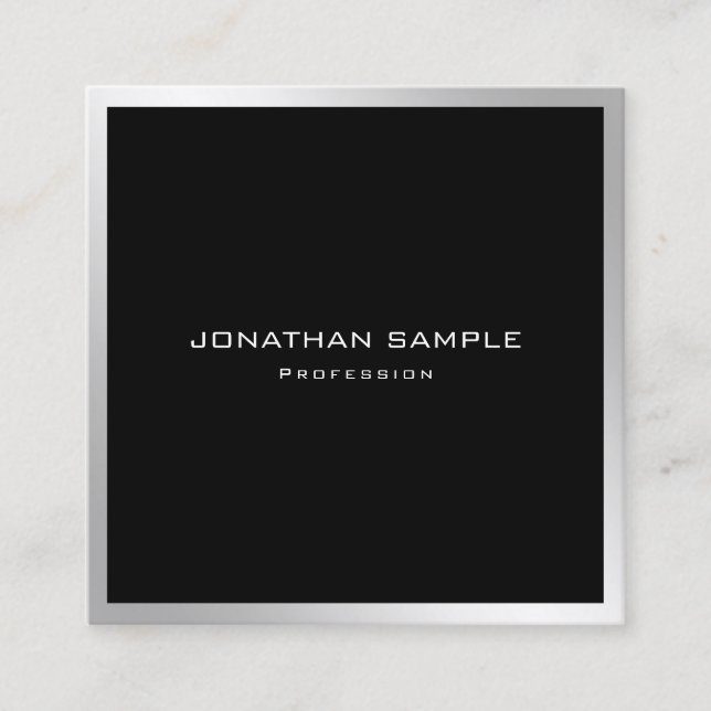 Carte De Visite Carré Élégant Simple Plain moderne Silver Professional (Devant)