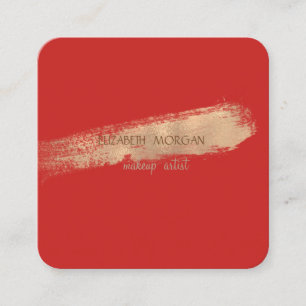 Carte De Visite Carré Élégant simple rouge, pinceau à huile
