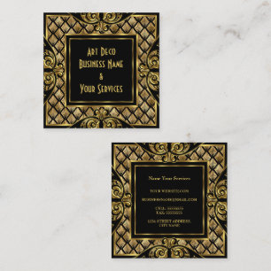 Carte De Visite Carré Élégant Style Art Déco Or Noir Vintage 1930
