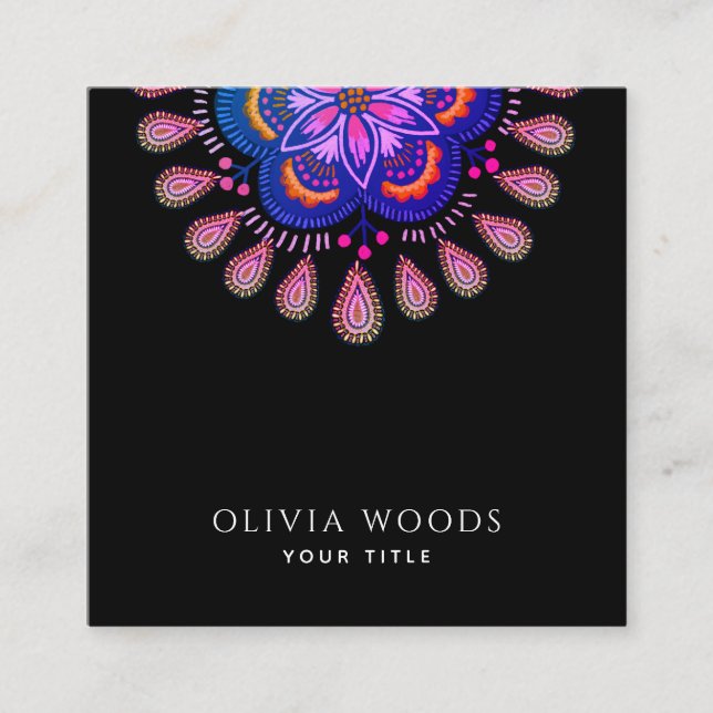 Carte De Visite Carré Elegant Stylized Mandala  (Devant)