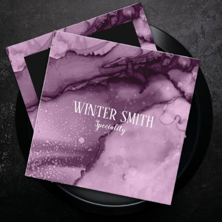 Carte De Visite Carré Elégante aquarelle en marbre violet