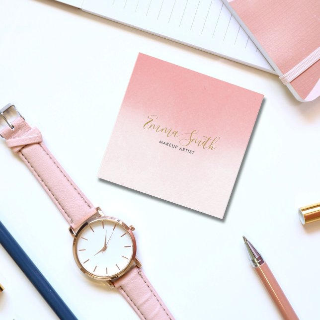 Carte De Visite Carré Elégante aquarelle rose luxueuse (Luxurious Elegant Pink Watercolor Square Business Card)