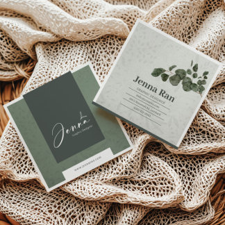 Carte De Visite Carré Élégante Botanique Eucalyptus minimaliste affaires