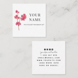 Carte De Visite Carré Élégante Branche Sakura Psychothérapeute Flower