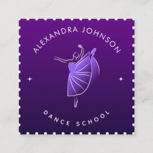 Carte De Visite Carré Elégante Danse École Danse Silhouette Purple Cool