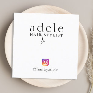 Carte De Visite Carré Elégante liste de stylist Black White Hair