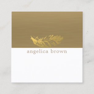 Carte De Visite Carré Élégante plume d'or