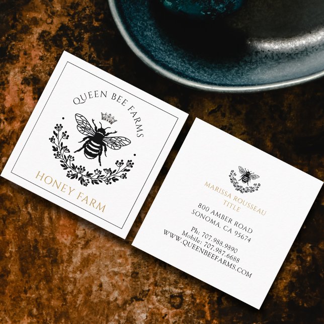 Carte De Visite Carré Elégante Queen Bee Black White Gold Business (Créateur téléchargé)